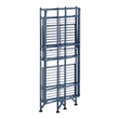 Xtra Storage Three-Tier Folding Metal Shelf with Cobalt Blue Metal Frame
