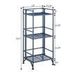 Xtra Storage Three-Tier Folding Metal Shelf with Cobalt Blue Metal Frame