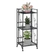 Xtra Storage Three-Tier Folding Metal Shelf with Scroll Design in Black Metal