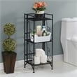 Xtra Storage Three-Tier Folding Metal Shelf with Scroll Design in Black Metal