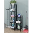 Xtra Storage Three-Tier Folding Metal Shelf with Scroll Design in Black Metal