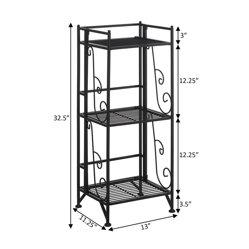 3-Tier Metal Storage Rack, Black