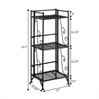 Xtra Storage Three-Tier Folding Metal Shelf with Scroll Design in Black Metal