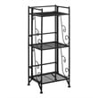Xtra Storage Three-Tier Folding Metal Shelf with Scroll Design in Black Metal