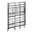 Xtra Storage Three-Tier Wide Folding Metal Shelf with Textured Gray Metal Frame