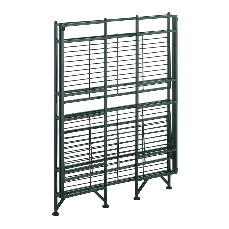 32.5 Xtra Storage 3 Tier Wide Folding Metal Shelf Black