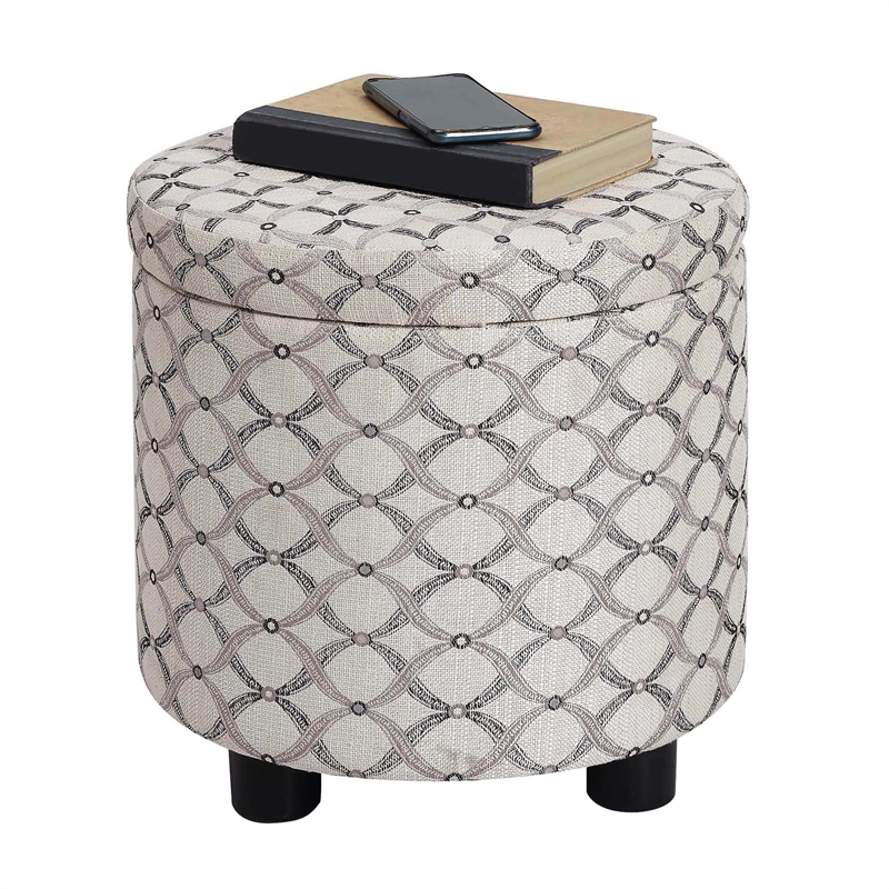 Designs4Comfort Accent Storage Ottoman w/Reversible Tray Lid in Gray Fabric