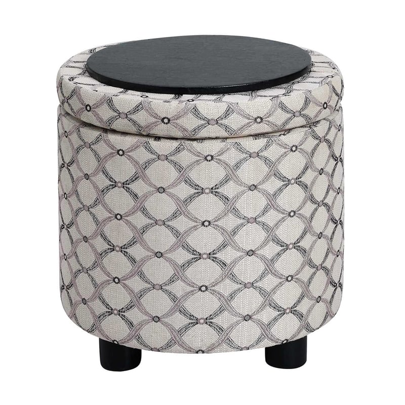 Designs4Comfort Accent Storage Ottoman w/Reversible Tray Lid in Gray Fabric