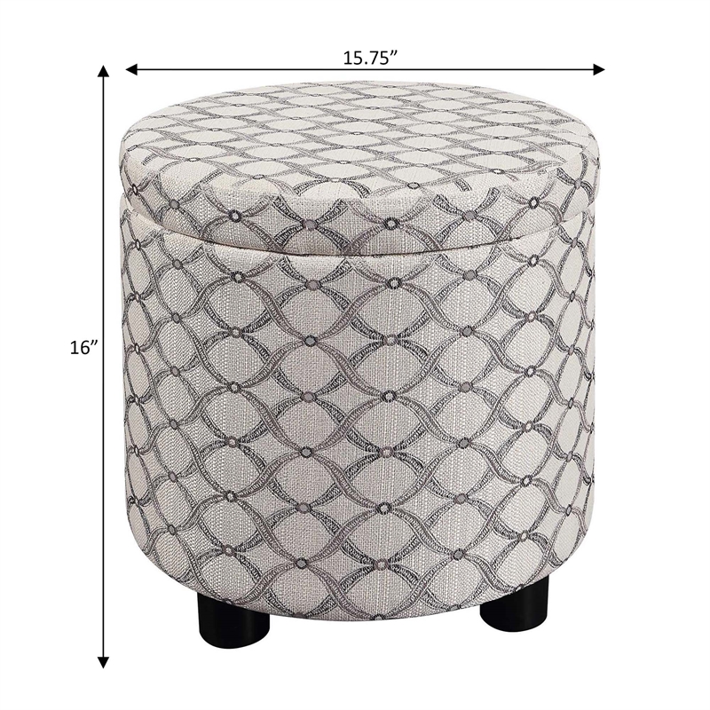 Designs4Comfort Accent Storage Ottoman w/Reversible Tray Lid in Gray Fabric