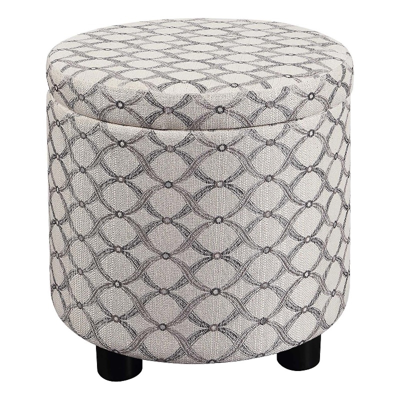 Designs4Comfort Accent Storage Ottoman w/Reversible Tray Lid in Gray Fabric