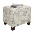 Convenience Concepts Madison Storage Ottoman in Cream Butterfly Print Fabric