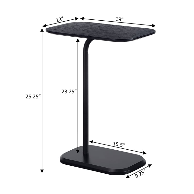 Convenience Concepts Oslo C End Table in Black Wood Finish with Black Wood Top