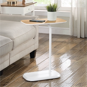 Convenience Concepts Oslo C End Table in White Wood Finish with Walnut Wood Top
