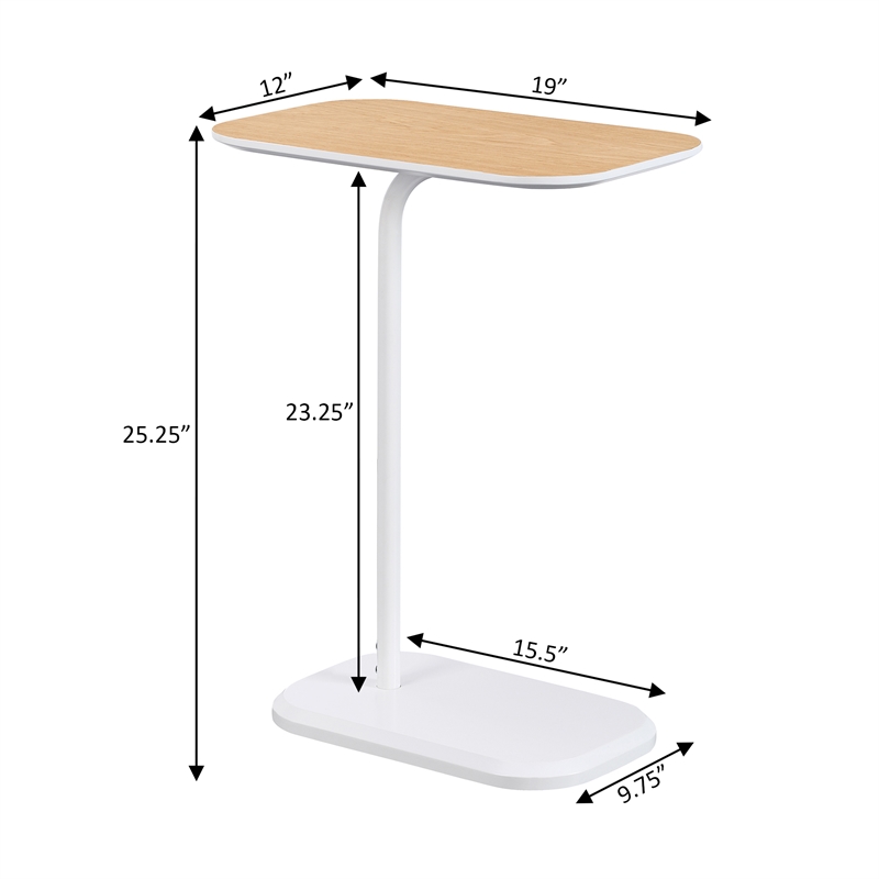 Convenience Concepts Oslo C End Table in White Wood Finish with Walnut Wood Top
