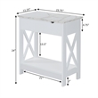 Oxford Flip Top End Table with Charging Station and Shelf in White Wood Finish
