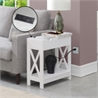 Oxford Flip Top End Table with Charging Station and Shelf in White Wood Finish