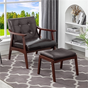 take a seat natalie accent chair and ottoman set in espresso faux leather