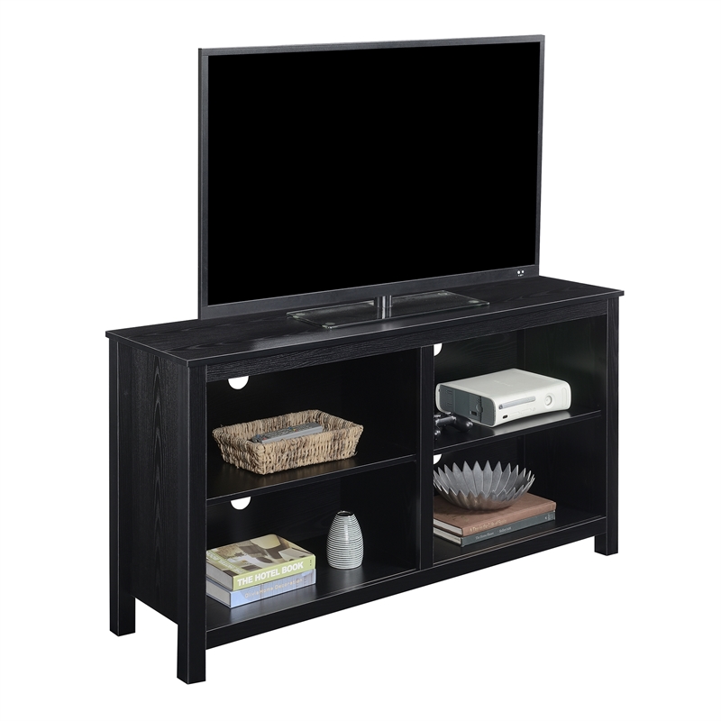 Montana Highboy TV Stand with Shelves for TVs up to 65 Inches in Black Wood