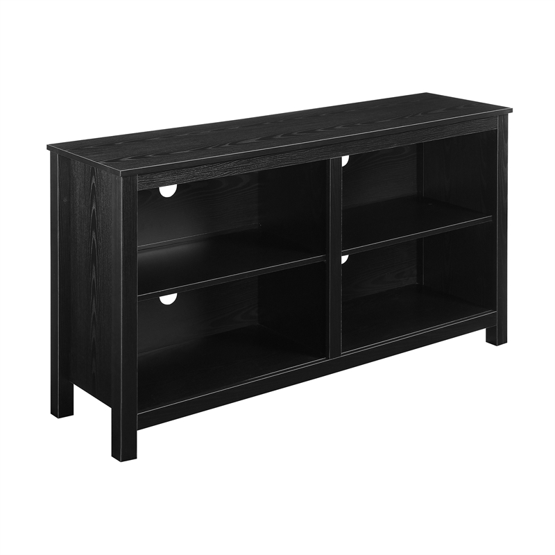 Montana Highboy TV Stand with Shelves for TVs up to 65 Inches in Black Wood