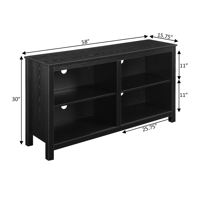 Montana Highboy TV Stand with Shelves for TVs up to 65 Inches in Black Wood