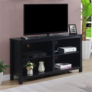 Montana Highboy TV Stand with Shelves for TVs up to 65 Inches in Black Wood
