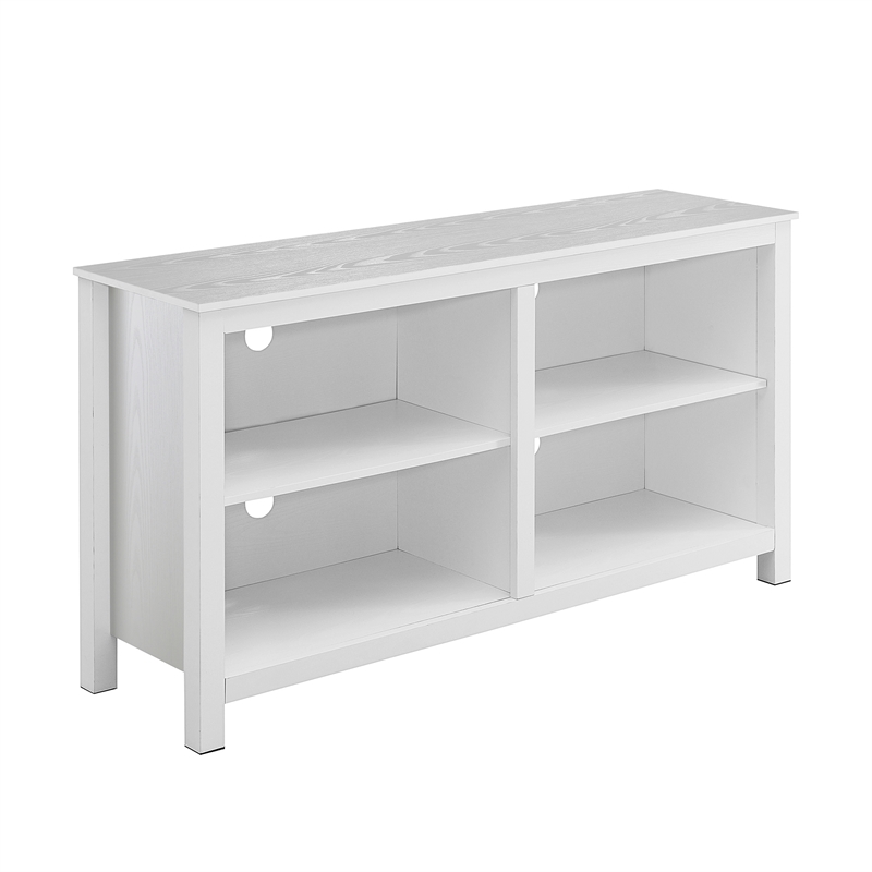 Montana Highboy TV Stand with Shelves for TVs up to 65 Inches in White Wood