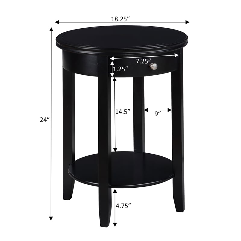 American Heritage Baldwin One-Drawer End Table with Shelf in Black Wood Finish
