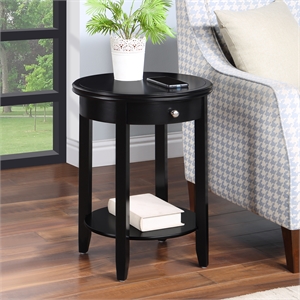 American Heritage Baldwin One-Drawer End Table with Shelf in Black Wood Finish
