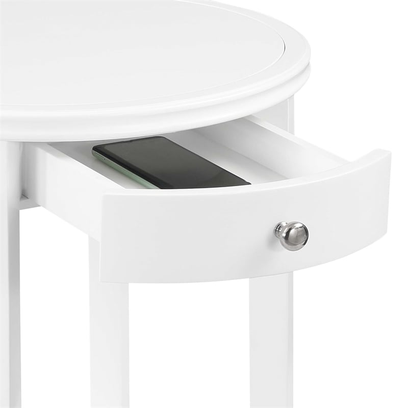 American Heritage Baldwin One-Drawer End Table with Shelf in White Wood Finish