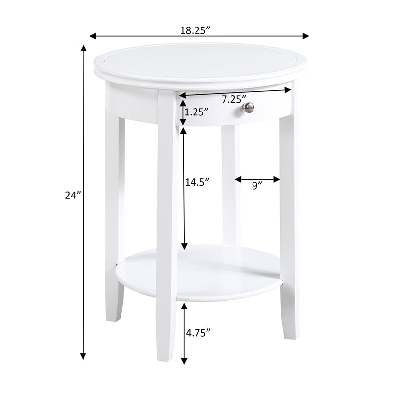 American Heritage Baldwin One-Drawer End Table with Shelf in White Wood Finish