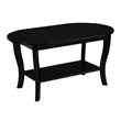 American Heritage Oval Coffee Table with Shelf in Black Wood Finish