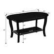 American Heritage Oval Coffee Table with Shelf in Black Wood Finish