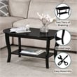 American Heritage Oval Coffee Table with Shelf in Black Wood Finish