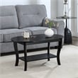 American Heritage Oval Coffee Table with Shelf in Black Wood Finish