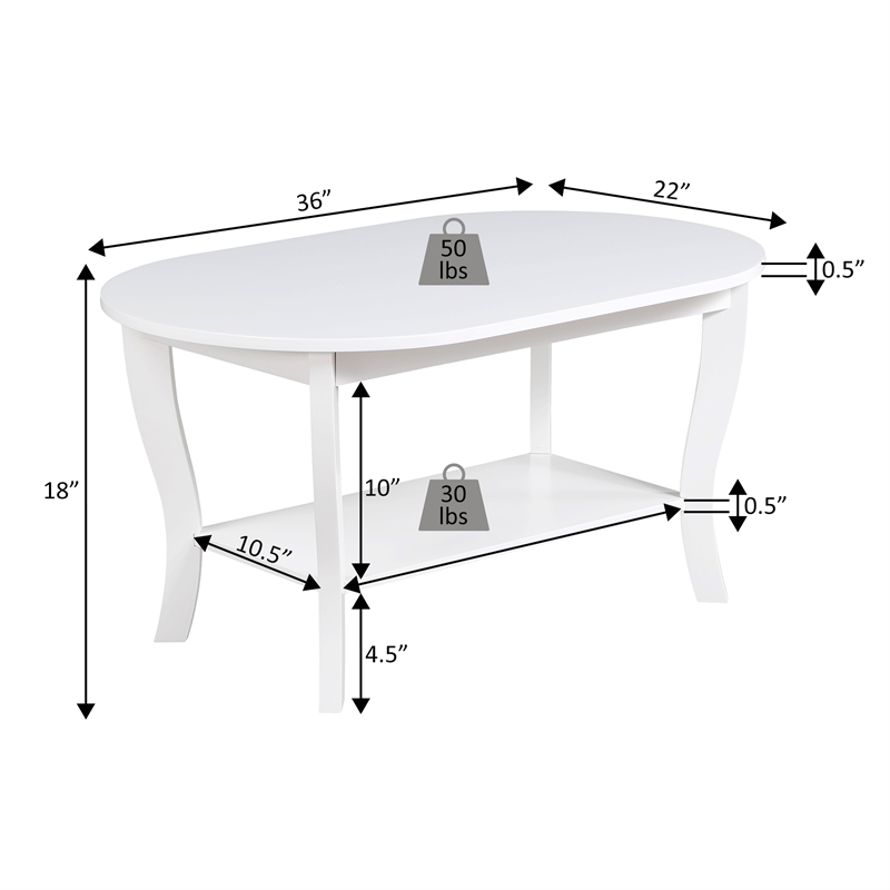 American Heritage Oval Coffee Table with Shelf in Black Wood Finish