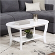 American Heritage Oval Coffee Table with Shelf in White Wood Finish