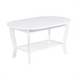 American Heritage Oval Coffee Table with Shelf in White Wood Finish