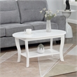 American Heritage Oval Coffee Table with Shelf in White Wood Finish