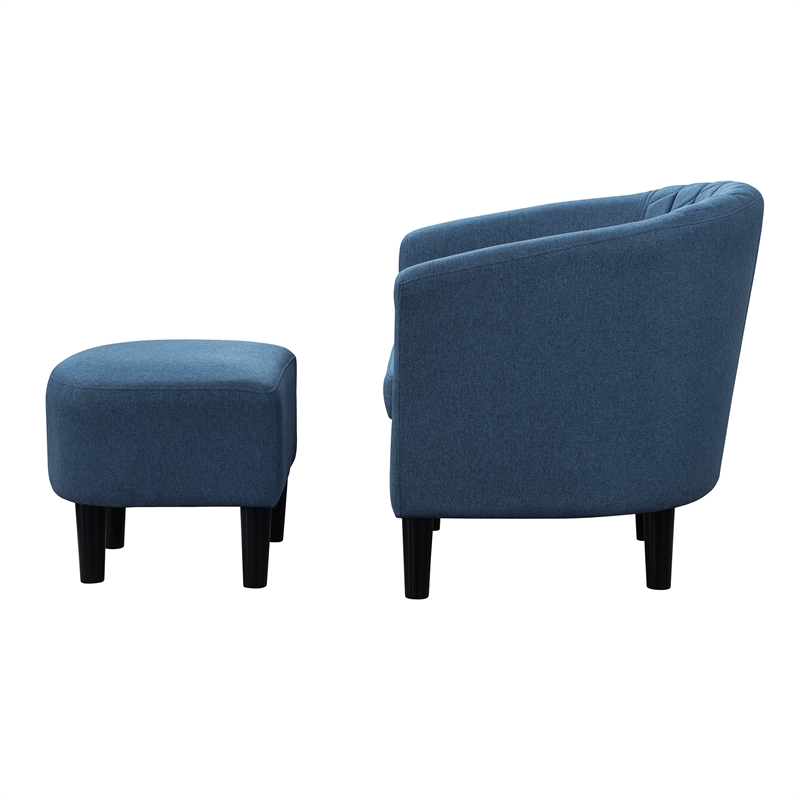 Take a Seat Roosevelt Accent Chair with Ottoman in Blue Fabric