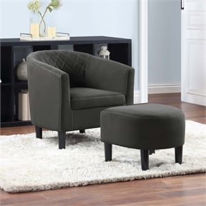 Take a Seat Roosevelt Accent Chair with Ottoman in Gray Fabric