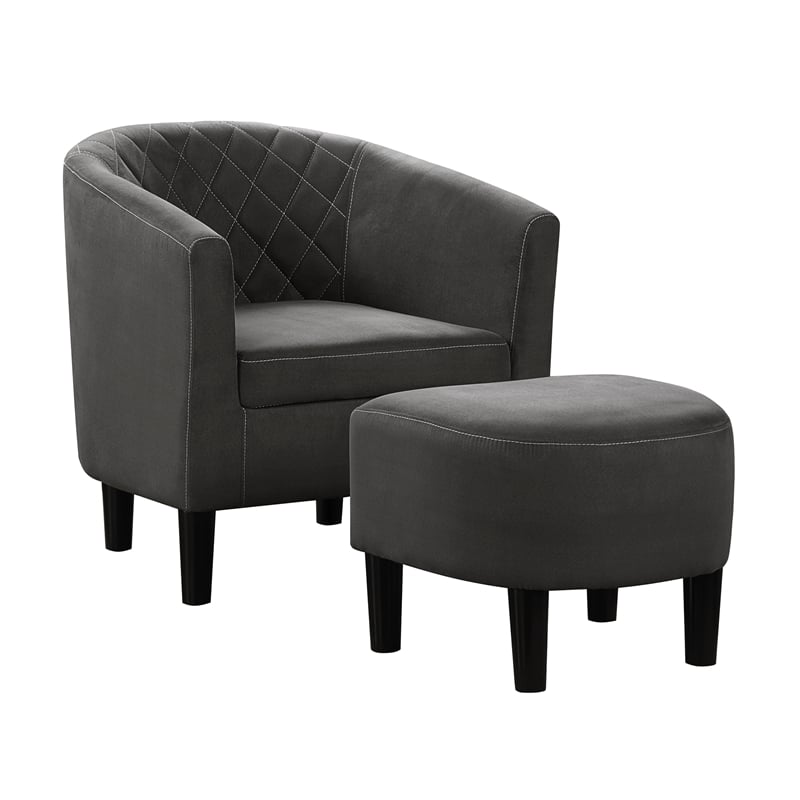 Take a Seat Roosevelt Accent Chair with Ottoman in Gray Fabric