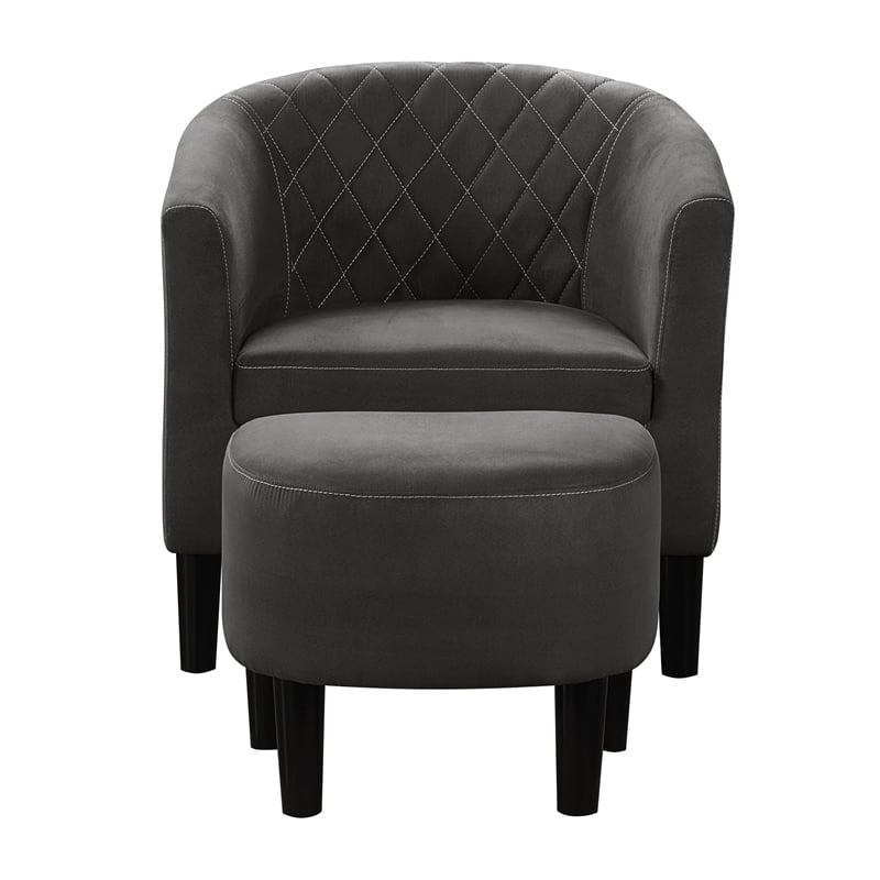 Take a Seat Roosevelt Accent Chair with Ottoman in Gray Fabric
