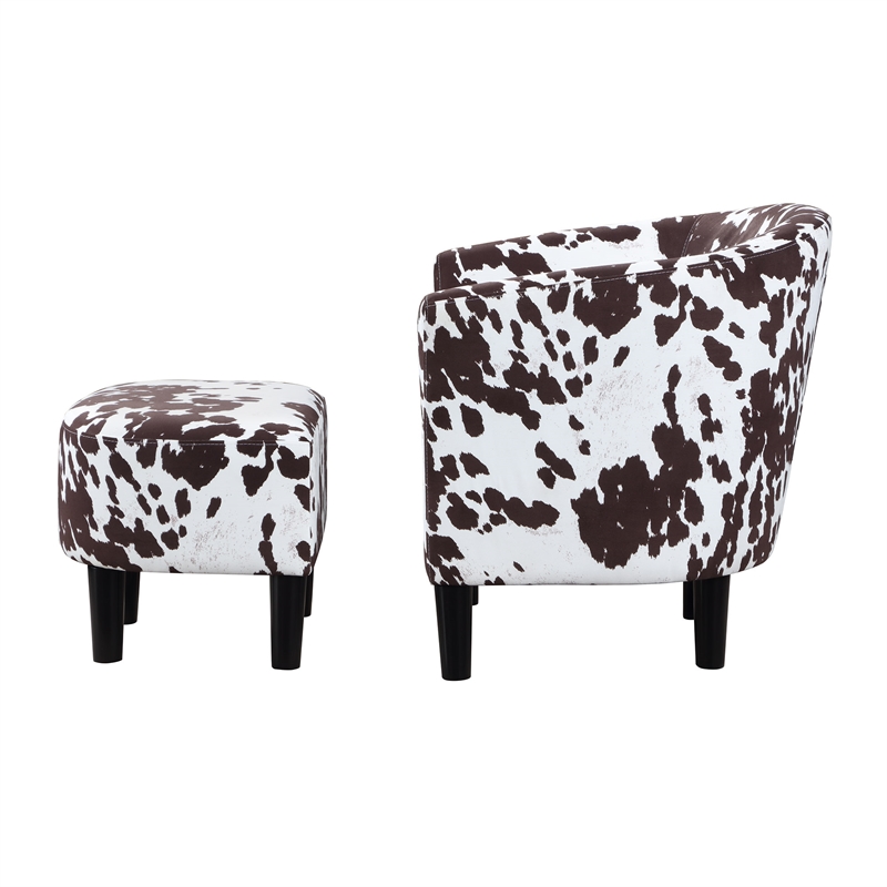 Take a Seat Churchill Accent Chair w/Ottoman in White and Brown