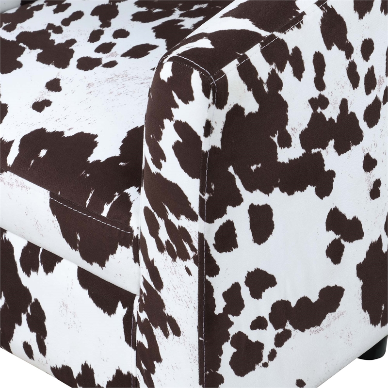 Take a Seat Churchill Accent Chair w/Ottoman in White and Brown Cowhide Fabric