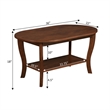 American Heritage Oval Coffee Table with Shelf in Espresso Wood Finish