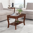 American Heritage Oval Coffee Table with Shelf in Espresso Wood Finish