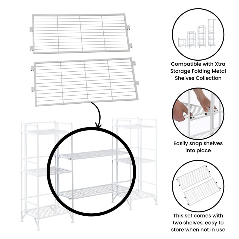 Xtra Storage Shelf Metal Extension Set of Two in White Finish