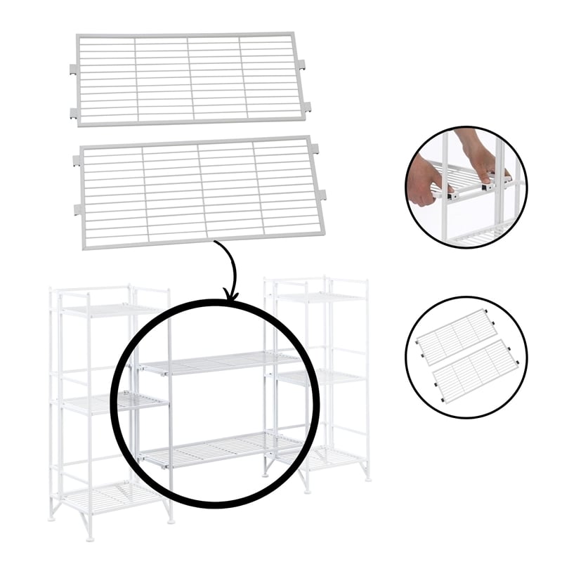 Xtra Storage Shelf Metal Extension Set of Two in White Finish