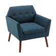 Take a Seat Andy Accent Chair in Blue Fabric with Solid Wood Legs