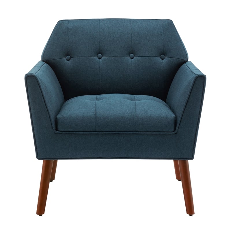 Take a Seat Andy Accent Chair in Blue Fabric with Solid Wood Legs